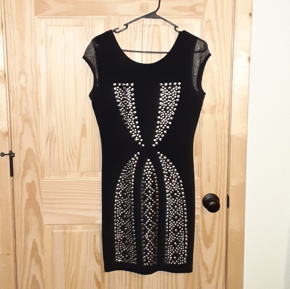 2B Bebe black studded dress size L - Picture 1 of 4